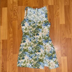Reformation Floral Mini Dress in Blue, Green, Cream